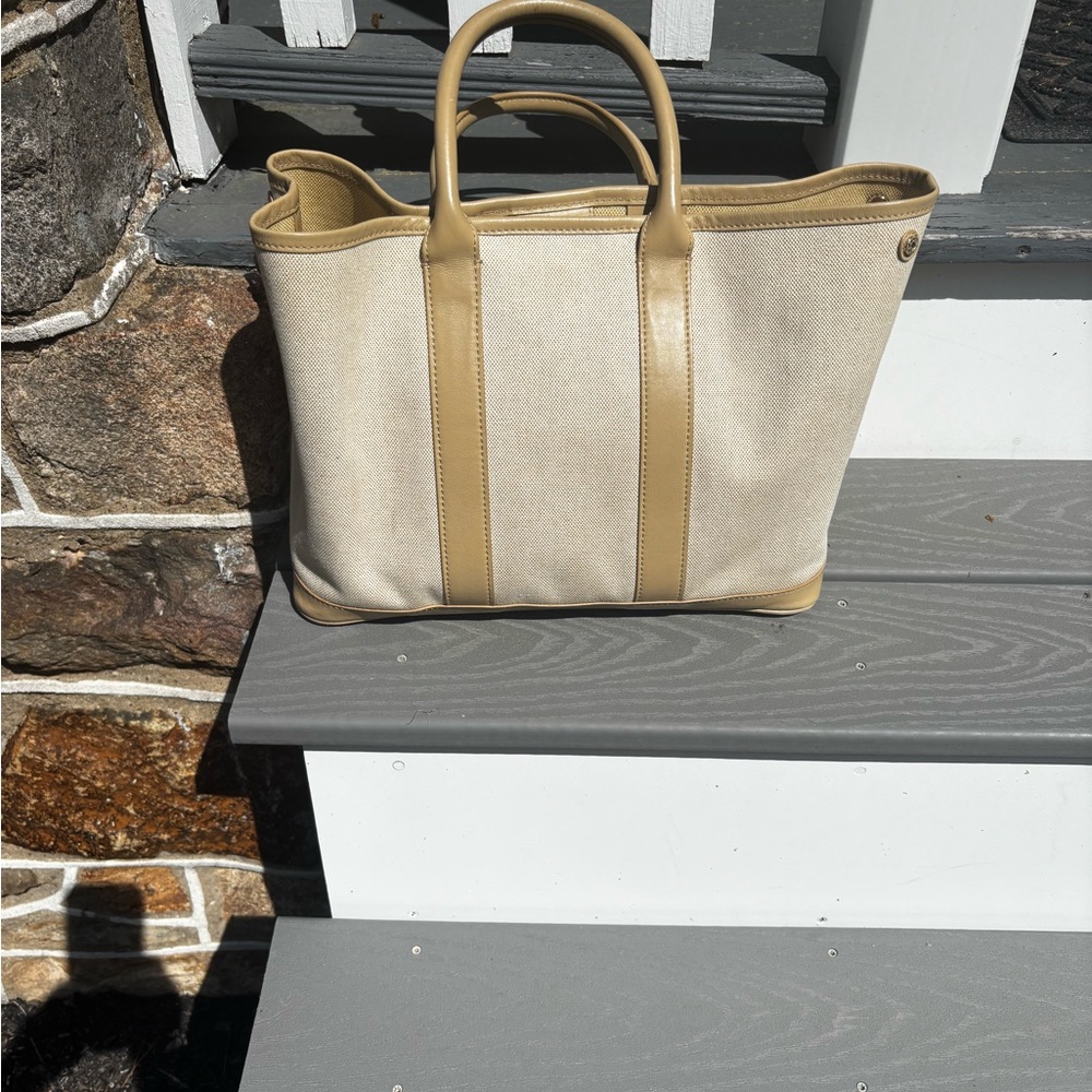 Tory Burch Beige and Tan Canvas Brooke Tote Bag - Picture 5 of 9